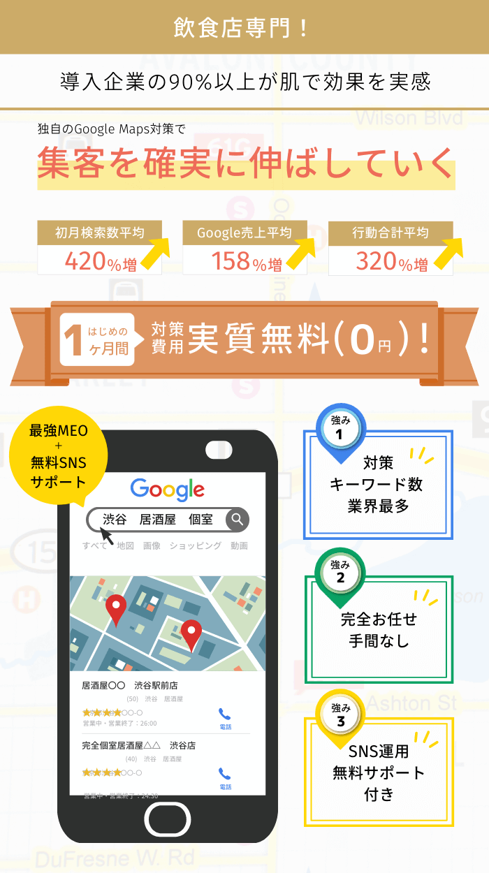 飲食店専門、集客を確実に伸ばしていくMEO対策